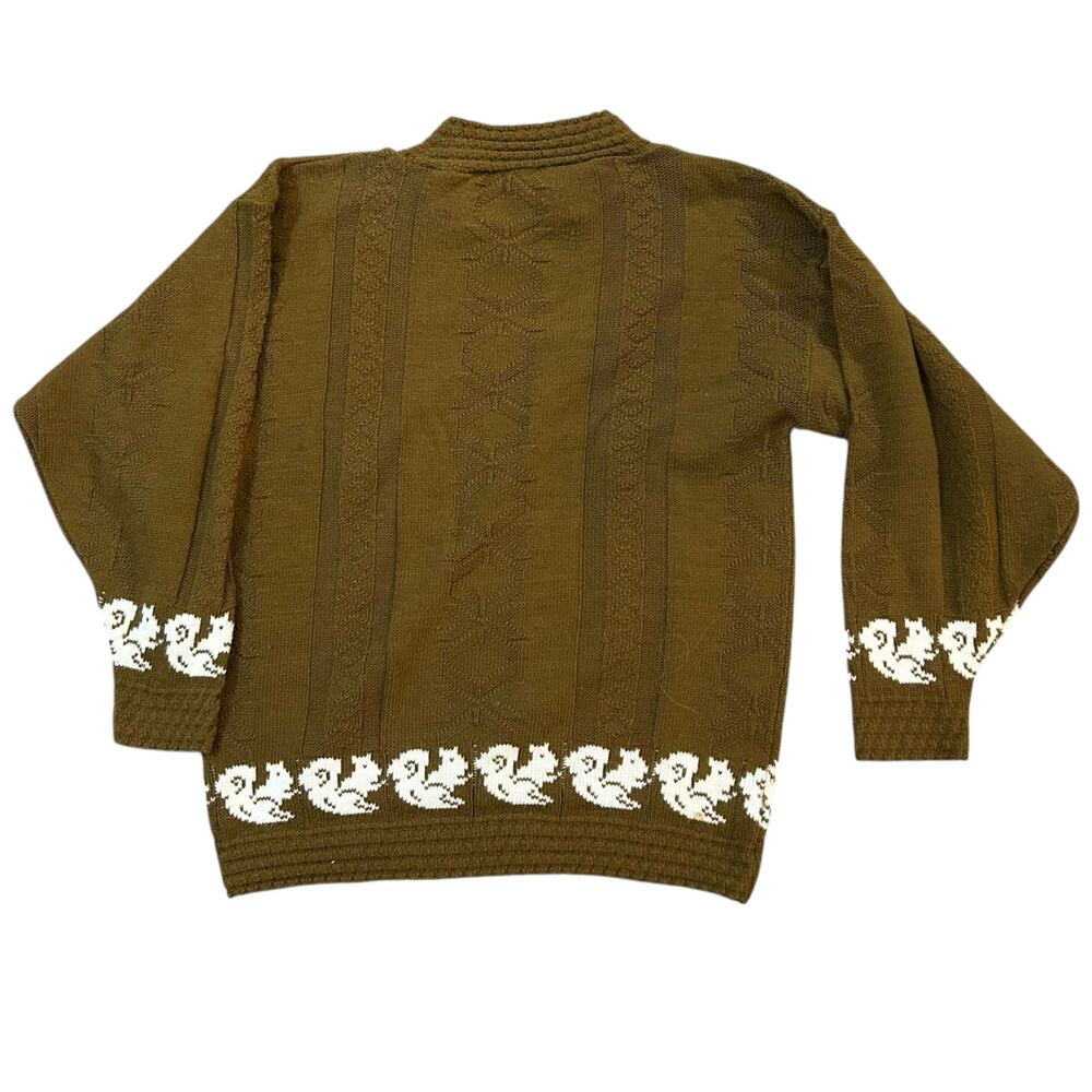 Vintage Sweater Squirrel Print Brown White Womens Small Nature Granola Casual - Picture 4 of 4
